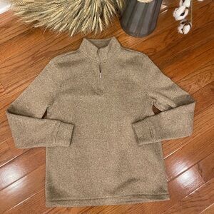 Old Navy Men's Heathered Oatmeal Tan 3/4 Zip Pullover Sweater Jacket Small